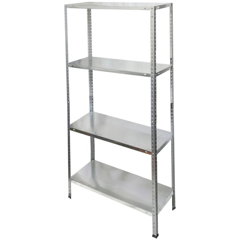 foto del prodotto oryx scaffale in acciaio zincato con 4 ripiani 150x75x30 cm. ripiani regolabili. peso massimo 120 kg.