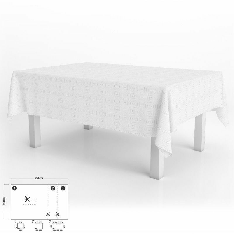 foto del prodotto oryx tovaglia antimacchia tela cerata pile rettangolare 140 x 250 cm. colore bianco