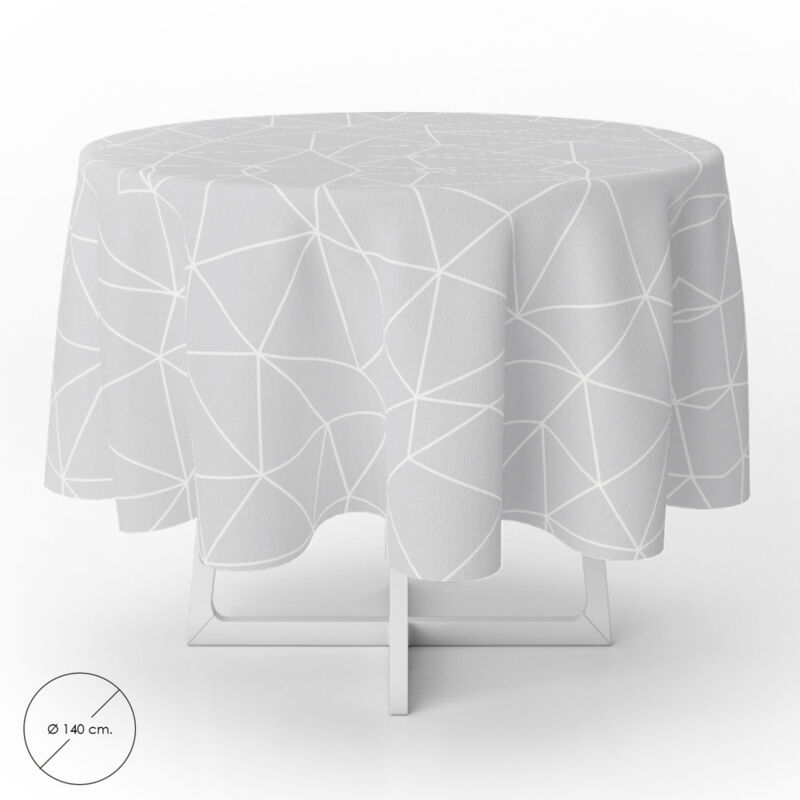 foto del prodotto oryx tovaglia geometrica grigio impermeabile antimacchia pvc ottoman 140 cm. uso interno ed esterno
