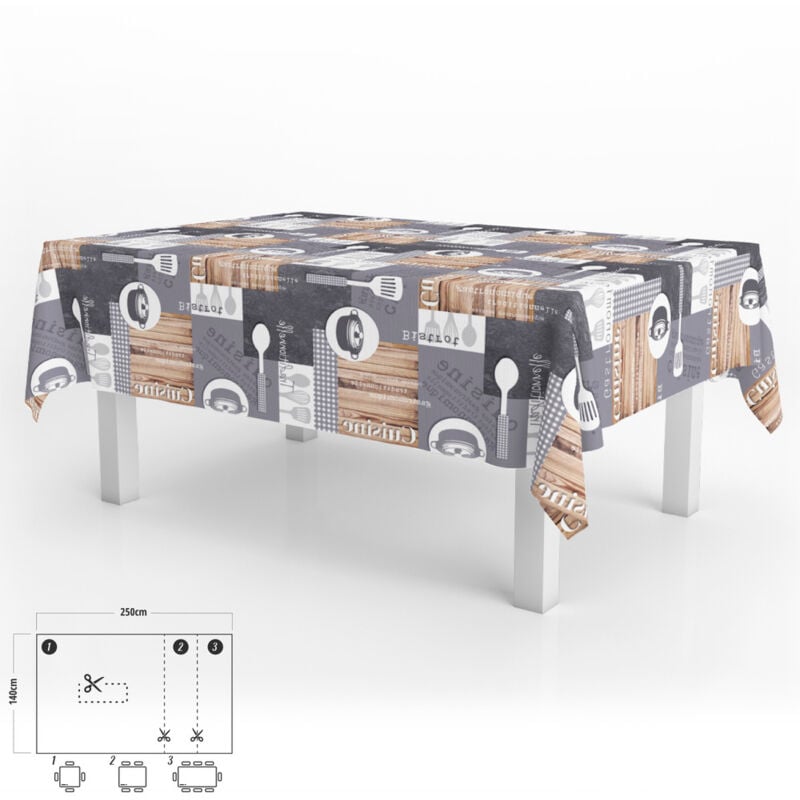 foto del prodotto oryx tovaglia rettangolare in gomma cuisin impermeabile antimacchia pvc 140 x 250 cm. tagliabile per uso interno ed esterno
