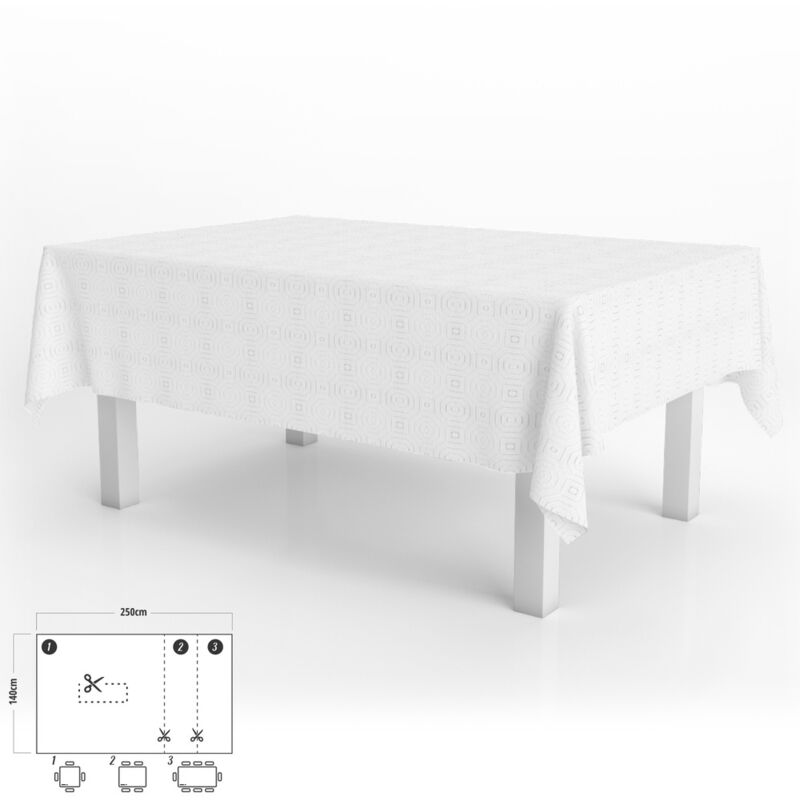 foto del prodotto oryx - tovaglia rettangolare muleton oillecloth white waterproof stainproof pvc 140x250 cm. tagliabile per uso interno ed esterno