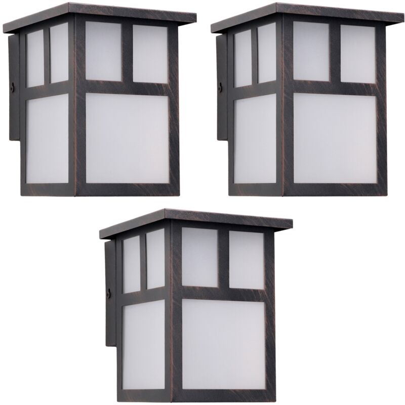 foto del prodotto osaka 3 unidades aplique de pared exterior r stico de estilo japon s. bombilla e27. l mpara jard n ip23 marr n xido