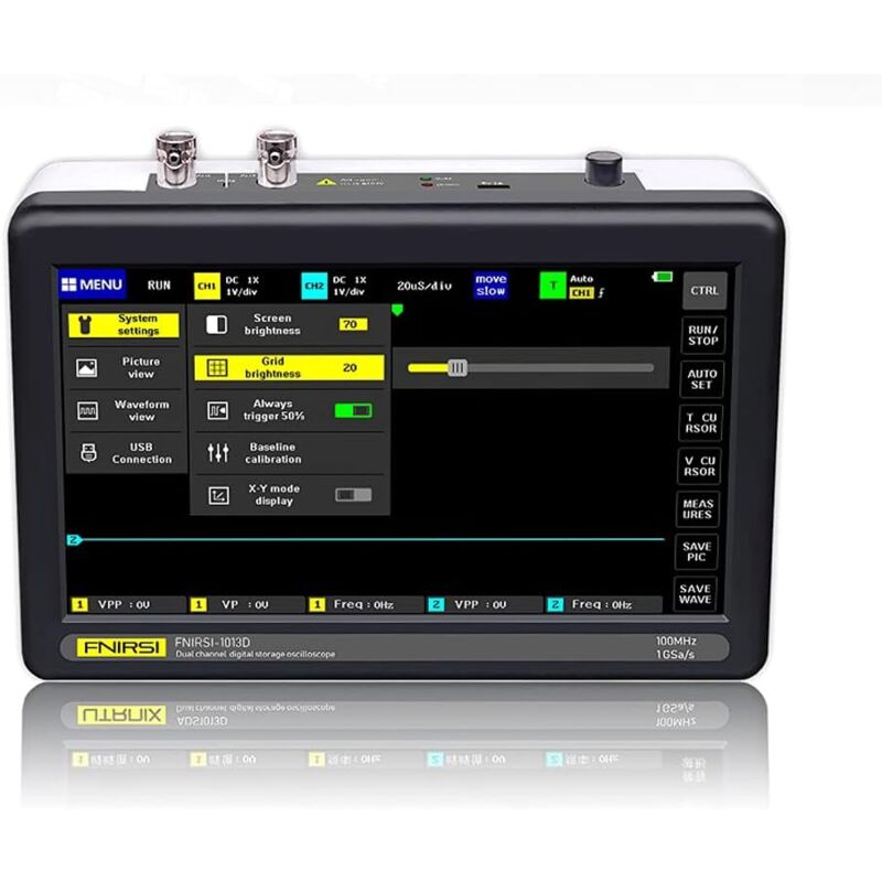 foto del prodotto oscilloscopio digitale, oscilloscopio tablet touchscreen a 2 canali da 7 , oscilloscopio a 2 canali 1013d, larghezza di banda 100 mhz, frequenza di