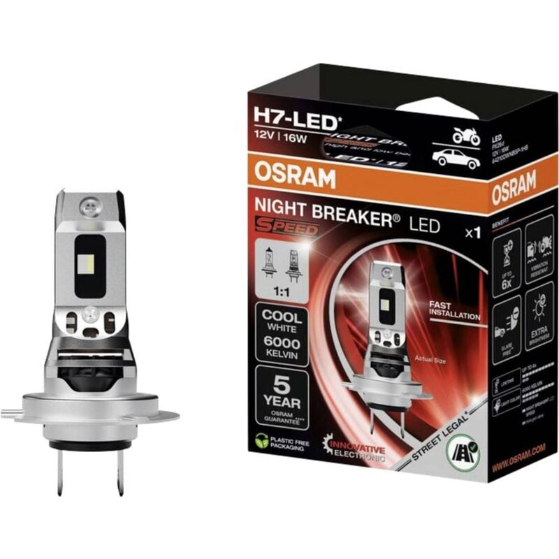 foto del prodotto osram automotive 64210dwnbsp 1hb lampadina led night breaker led h7 16 w 12 v