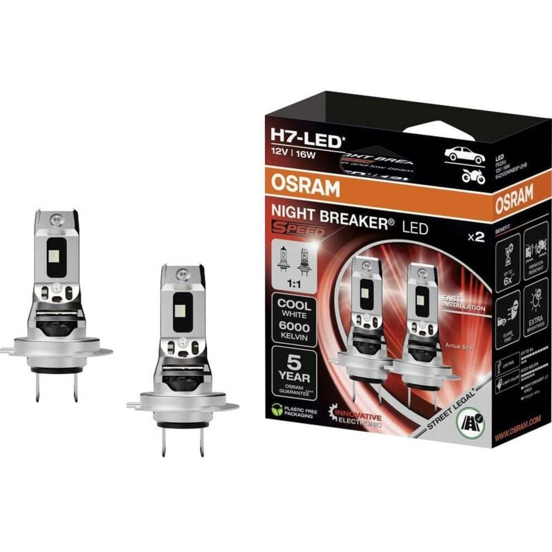 foto del prodotto osram automotive 64210dwnbsp 2hb lampadina led night breaker led h7 16 w 12 v