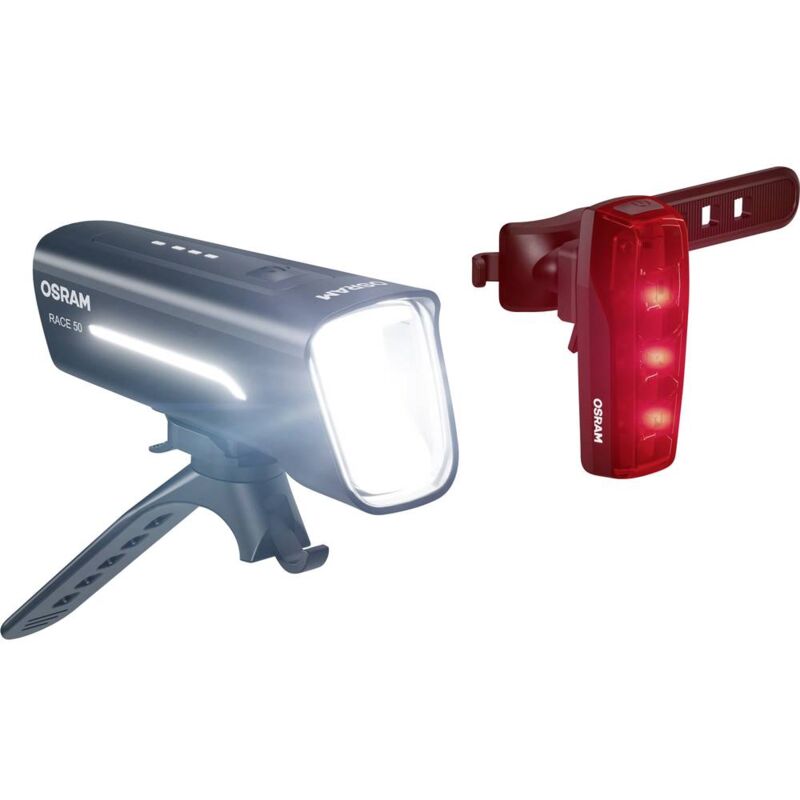 foto del prodotto osram automotive kit illuminazione bicicletta race 50 set led monocolore a batteria ricaricabile nero