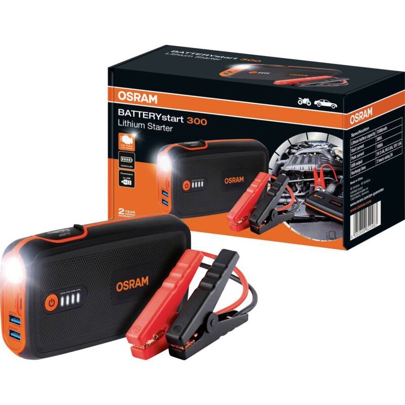 foto del prodotto osram automotive sistema di accensione rapido batterystart 300 obsl300 corrente d avviamento ausiliaria 12 v 300 a 2