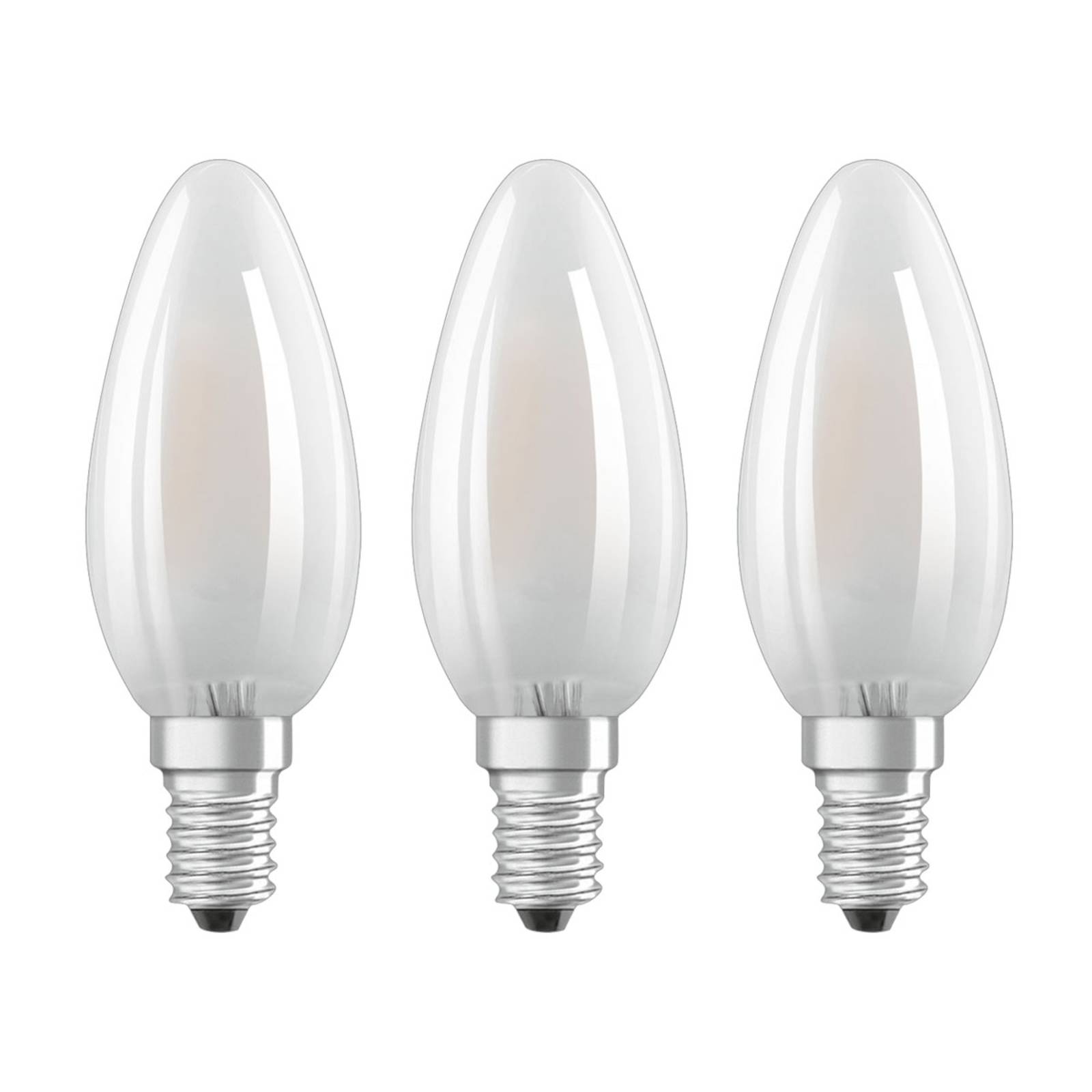 foto del prodotto osram candela led e14 classic b 4,2w 2.700k opaca, confezione da 3