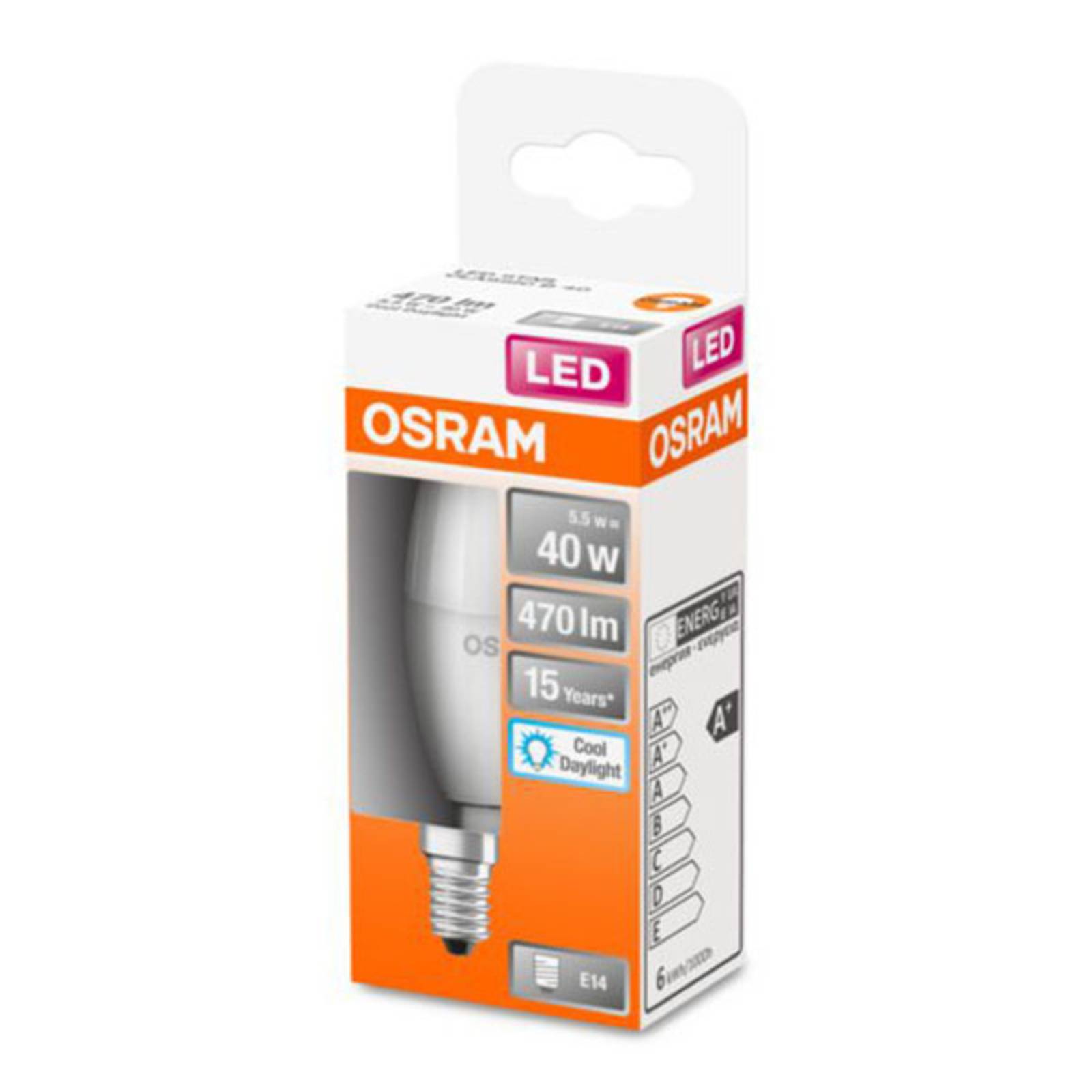 foto del prodotto osram classic b led e14 4,9w 6.500k satinata