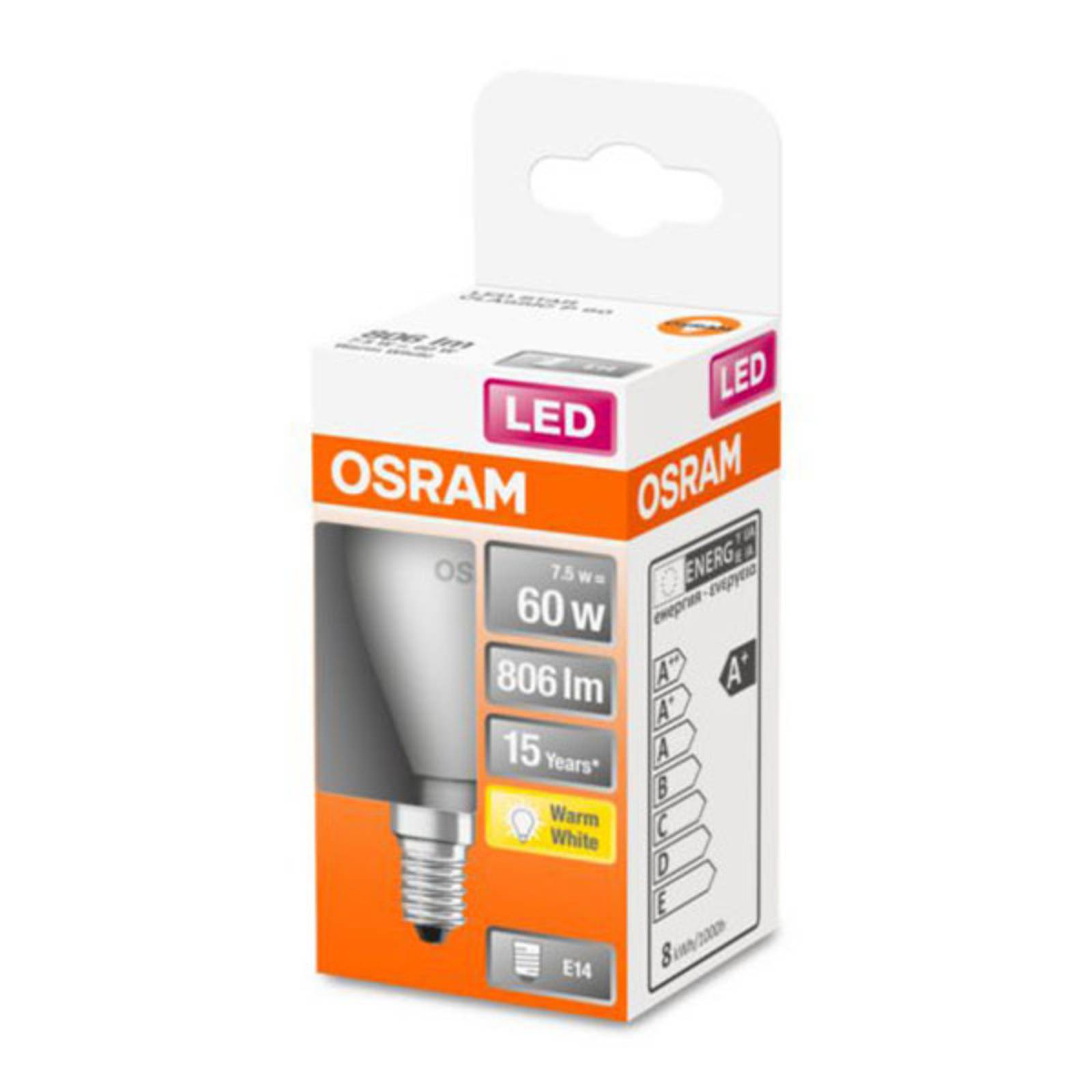 foto del prodotto osram classic p lampadina led e14 6,5w 2.700k opaca