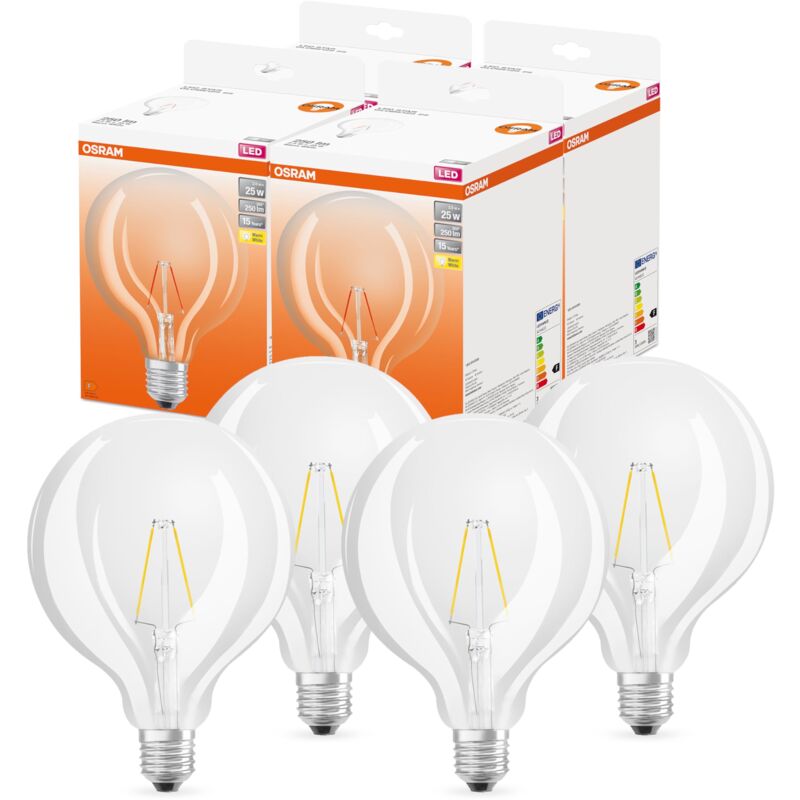 foto del prodotto osram lampada a led led star globe 125 per base e27, forma del globo, fil, 250 lumen, bianco caldo, 2700k, sostituzione per lampadine da 25 w