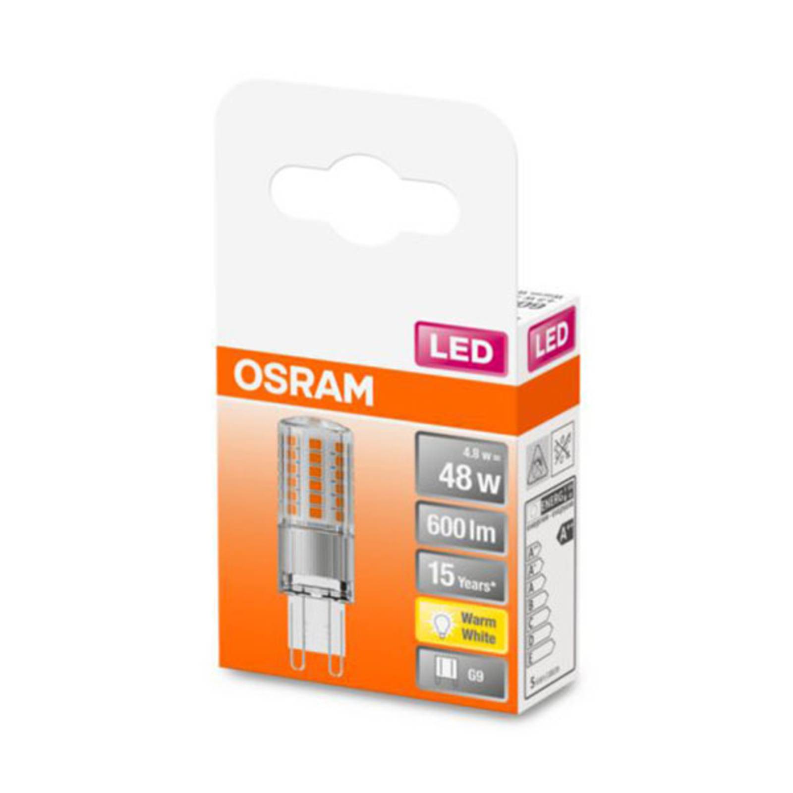 foto del prodotto osram led bispina g9 4,8w 2.700k trasparente