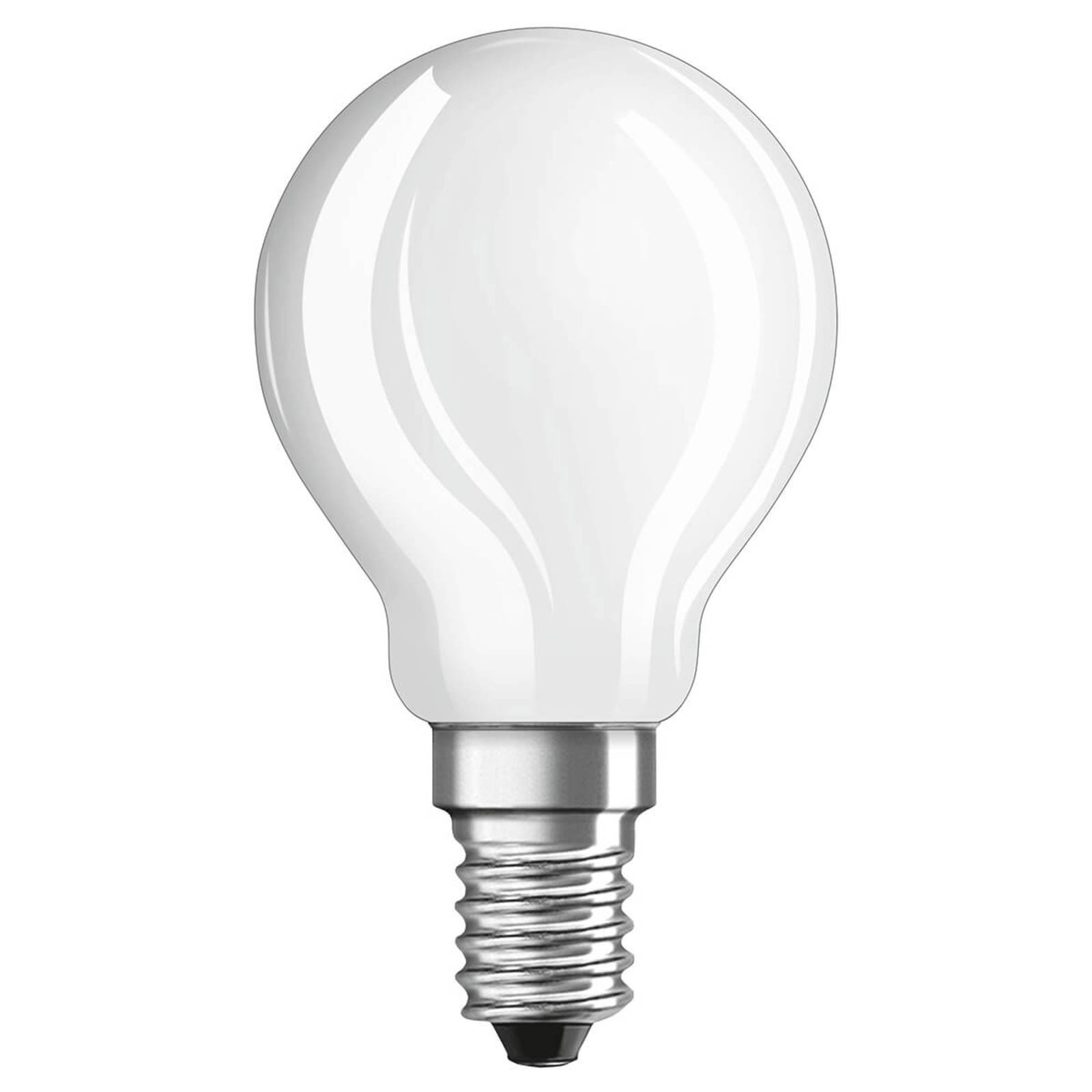 foto del prodotto osram led goccia e14 4w bianco freddo satinato
