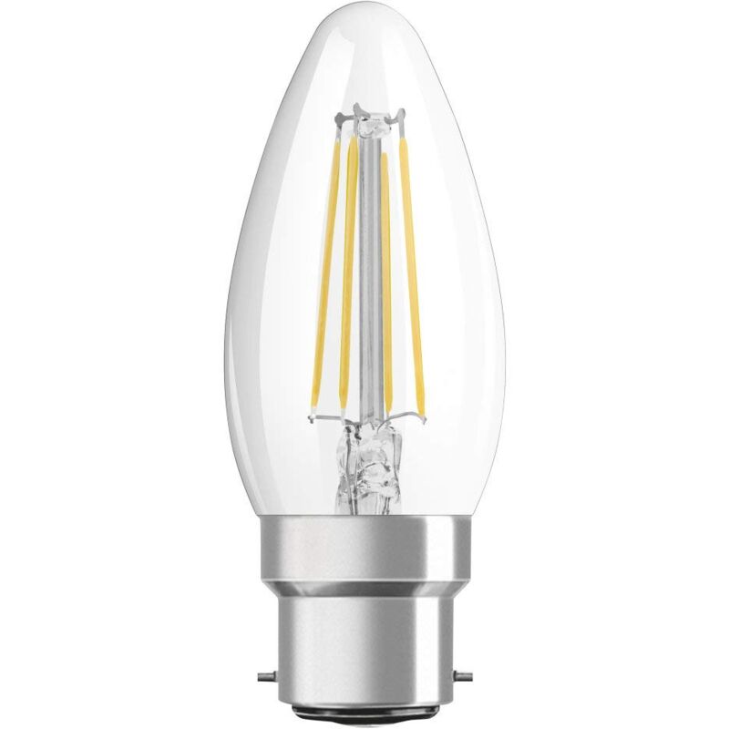 foto del prodotto osram led retrofit classic b lampadina led, attacco b22d, bianca calda, 2700 k, 4 w, equivalenti a 40 w, led retrofit classic b, chiaro, taglia unica