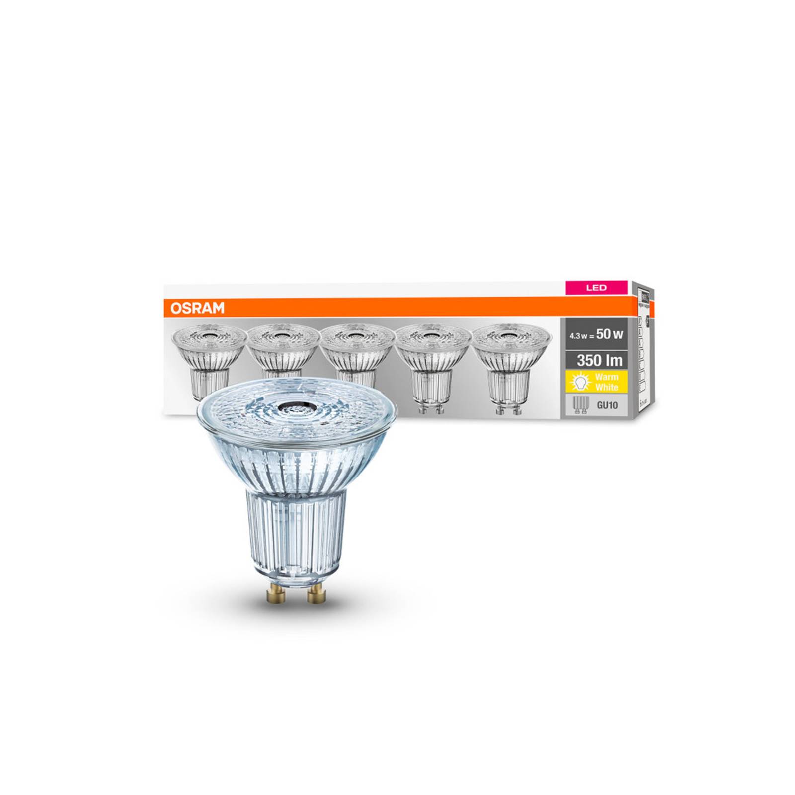 foto del prodotto osram led riflettore gu10 4,3w 36 2.700k 350lm 5x
