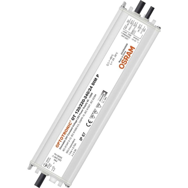 foto del prodotto osram ot 120 220 240 24 dim p 10x1 trasformatore per led tensione costante 120 w 24 v dc dimmerabile 1 pz.