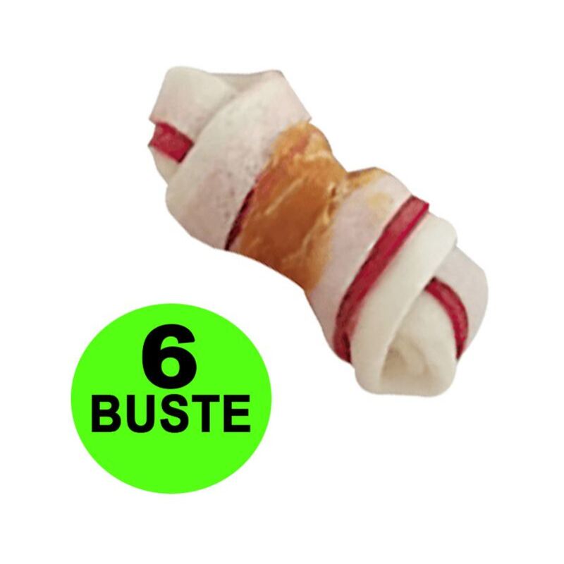foto del prodotto ossa king bone da 11 cm con carne di pollo color 6 confezioni da 2 pezzi