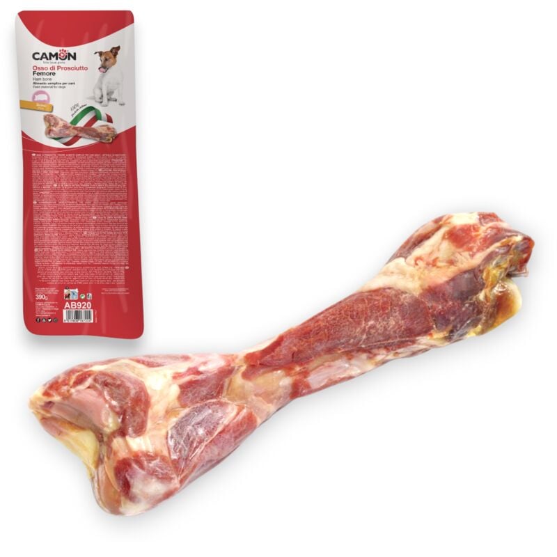 foto del prodotto osso di prosciutto essiccato per masticazione cani adulti 100 naturale camon prosciutto fibula 90 gr