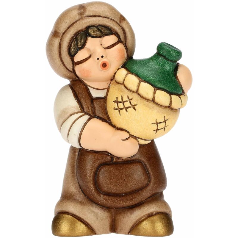 foto del prodotto oste con damigiana in ceramica decorata a mano, colore bianco, linea presepe classico, decorazioni natale casa, 5.1x3.5x8.1 cm h thun