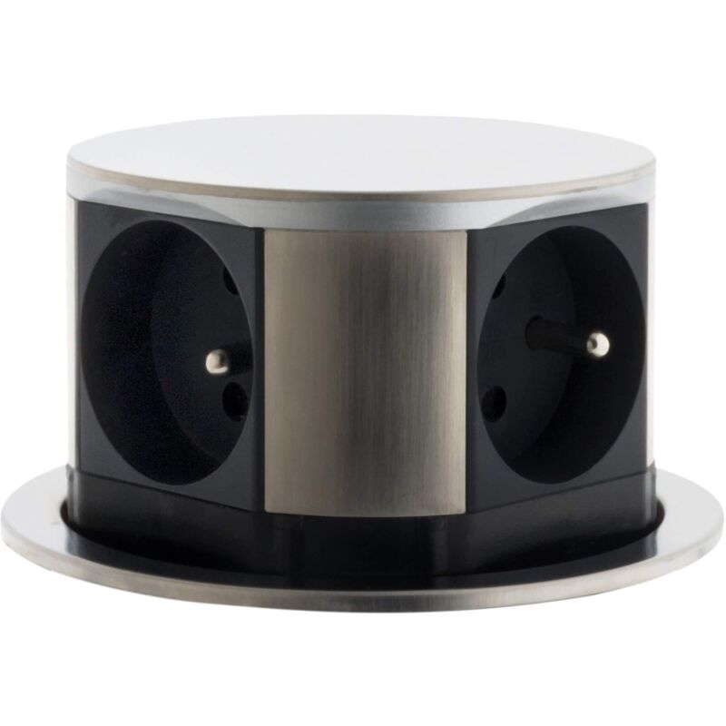 foto del prodotto otio blocco retrattile compatto 16 a 4 prese 2p t finitura acciaio inox