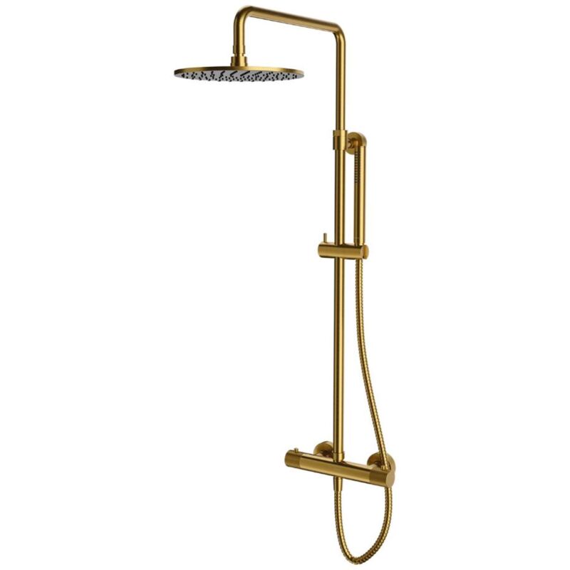 foto del prodotto otitec omnires contour set doccia termostatico, diametro 25 cm, oro spazzolato ct8044glb