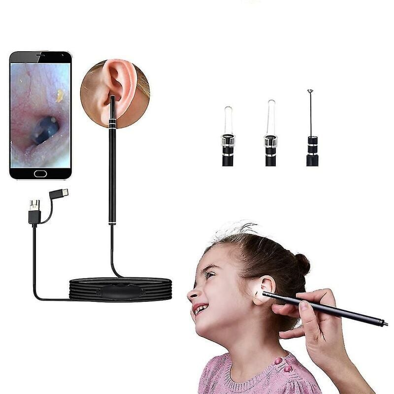 foto del prodotto otoscopio medico nell orecchio pulisci orecchie endoscopio telecamera pulizia orecchie cerume android pc tipo c