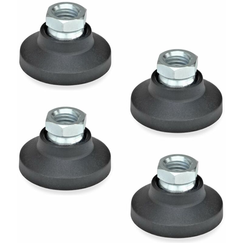 foto del prodotto otto ganter gmbh co.kg ganter normelemente gn 343.3 60 m12 a 3 60 m12 a piedini snodati con boccola filettata, nero, gewinde d2 m12, set di 4 pezzi