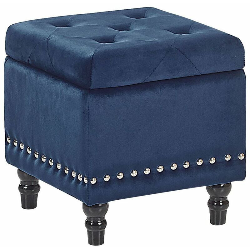 immagine 0 del prodotto ottomana classica in velluto blu scuro con spazio di archiviazione loretto