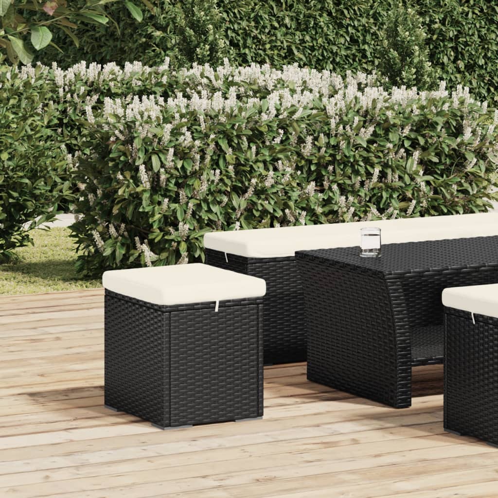 foto del prodotto ottomana con cuscino nero 40x30x40 cm in polyrattancod mxl 102860