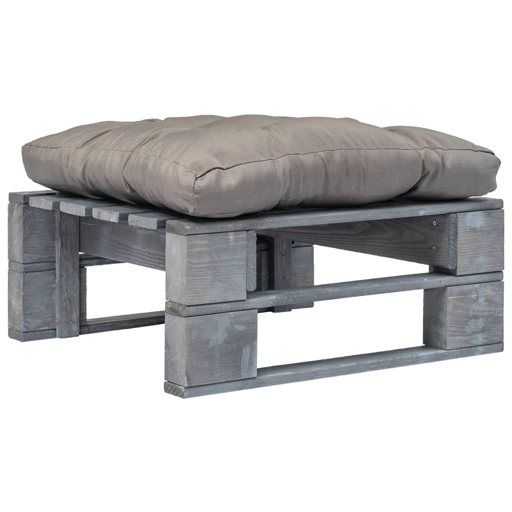foto del prodotto ottomana da giardino in pallet con cuscino grigio legno grigiocod mxl 119229