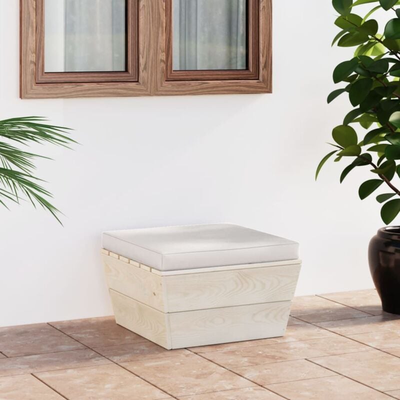 foto del prodotto ottomana da giardino su pallet con cuscino in legno di abete vidaxl 619936