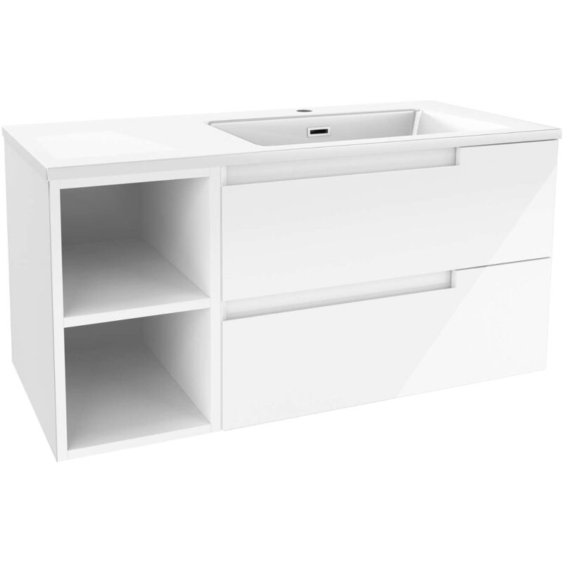 foto del prodotto oudee mobiletto con lavabo 100 cm, dx, bianco lucido 50002s10r0 kielle