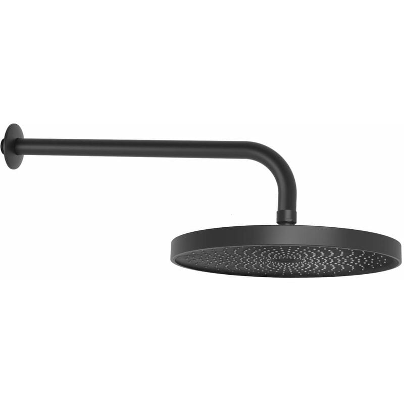 foto del prodotto oudee soffione doccia 260, getto singolo, braccio doccia 35 cm, nero opaco 20102se4 kielle