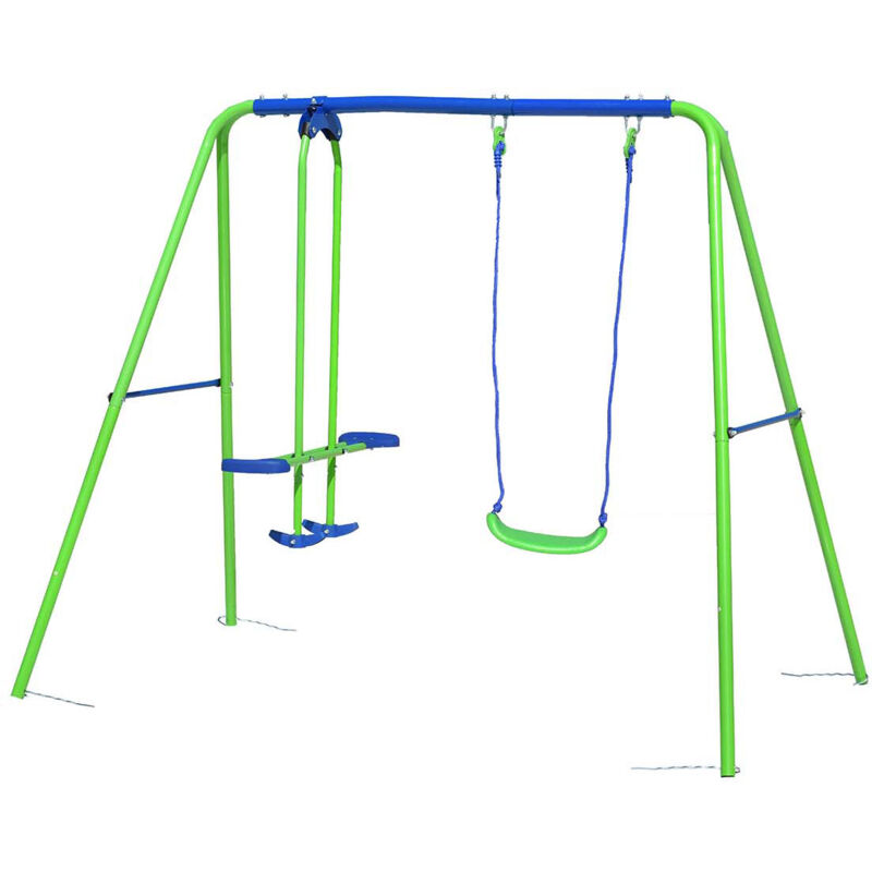 foto del prodotto outdoor toys altalena per bambini da giardino 3 anni gioco in metallo 220x140x182 cm supporta fino a 45 kg