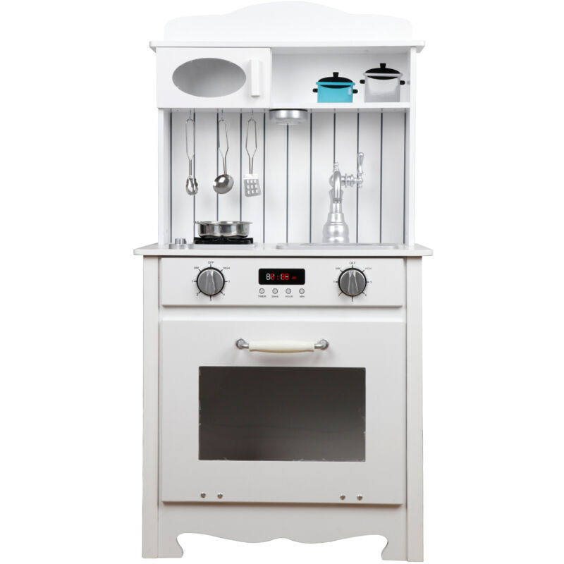 foto del prodotto outdoor toys cucina giocattolo in legno eva 43x28,5x93 cm cucina giocattolo bianca con accessori, luce led e suoni