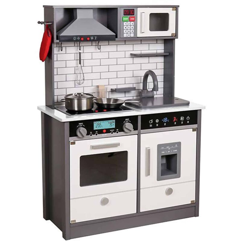 foto del prodotto outdoor toys cucina giocattolo per bambini in legno little kitchen 65x30x93 cm bianca 9 accessori luci e suoni