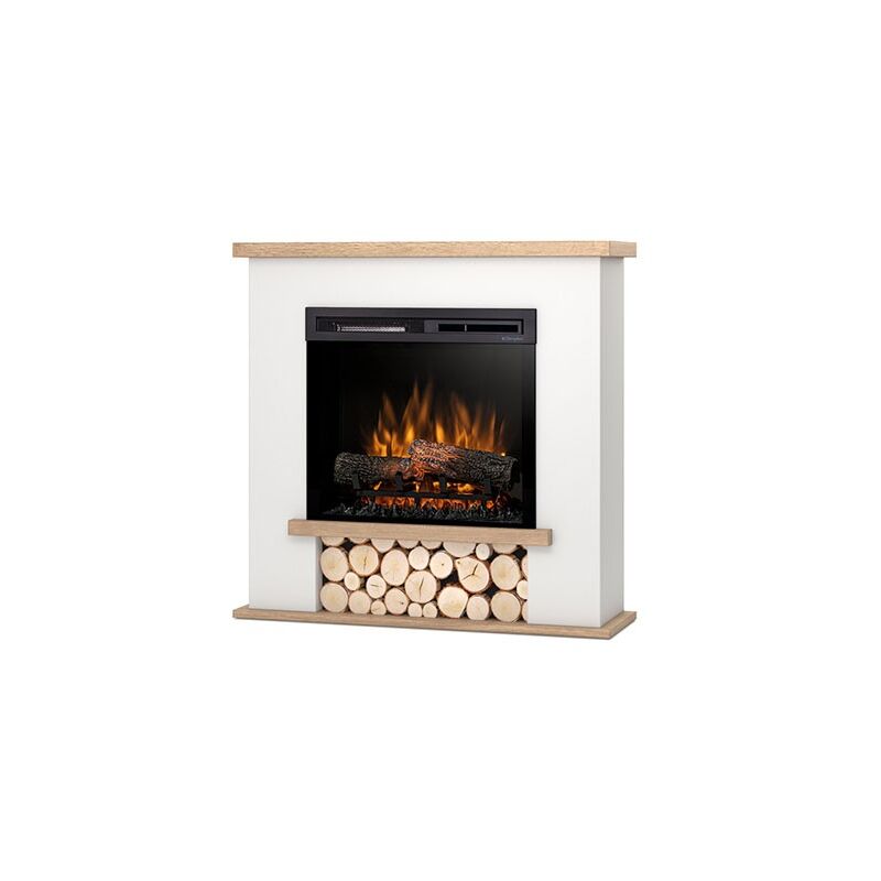 foto del prodotto outinfire tula caminetto elettrico a libera installazione a led 23 bianco opaco rovere chiaro 95 x 92 x 28