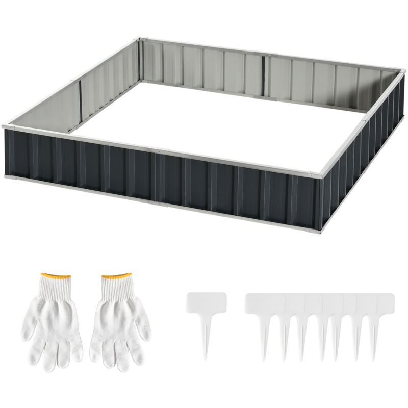 foto del prodotto outsunny aiuola rialzata modulabile in acciaio zincato grigio scuro