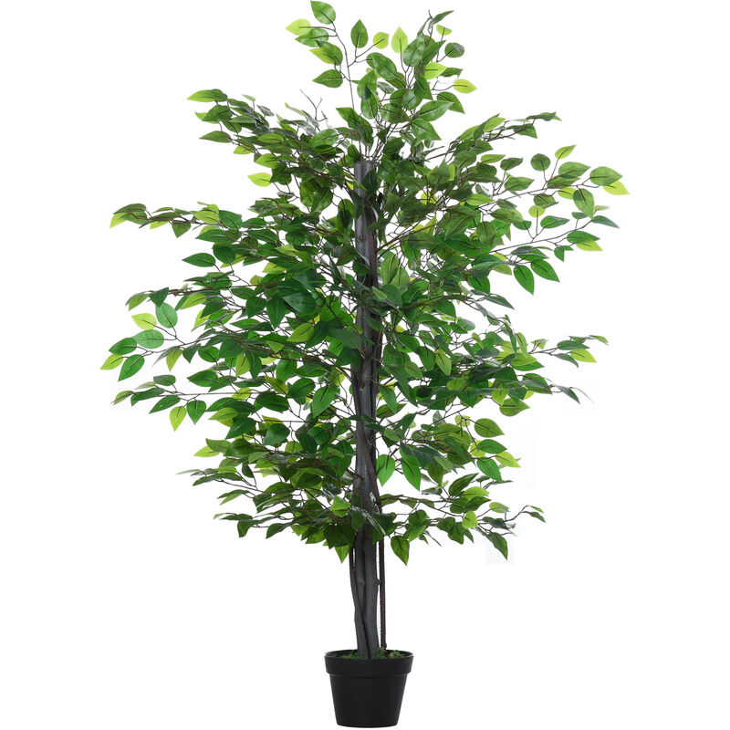 foto del prodotto outsunny albero baniano artificiale, pianta finta interno ed esterno alta 145cm
