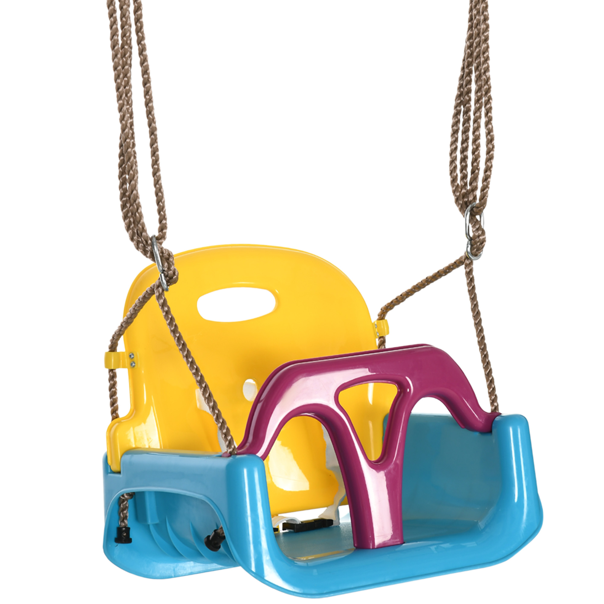 foto del prodotto outsunny altalena bambini 3 in 1 da interno ed esterno, corda regolabile e cintura di sicurezza, età 9-36 mesi, blu