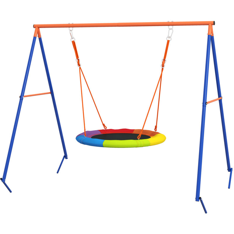 foto del prodotto outsunny altalena da giardino rotonda per 1 2 bambini in metallo rinforzato