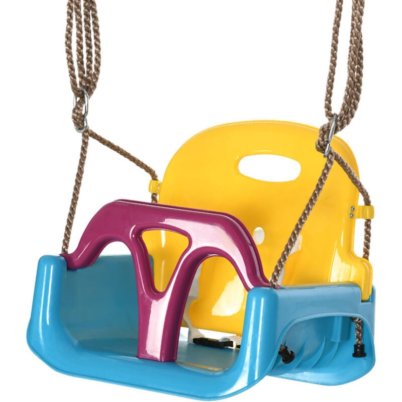 foto del prodotto outsunny altalena per bimbi 9 36 mesi 3 in 1 con cintura e corda regolabile blu