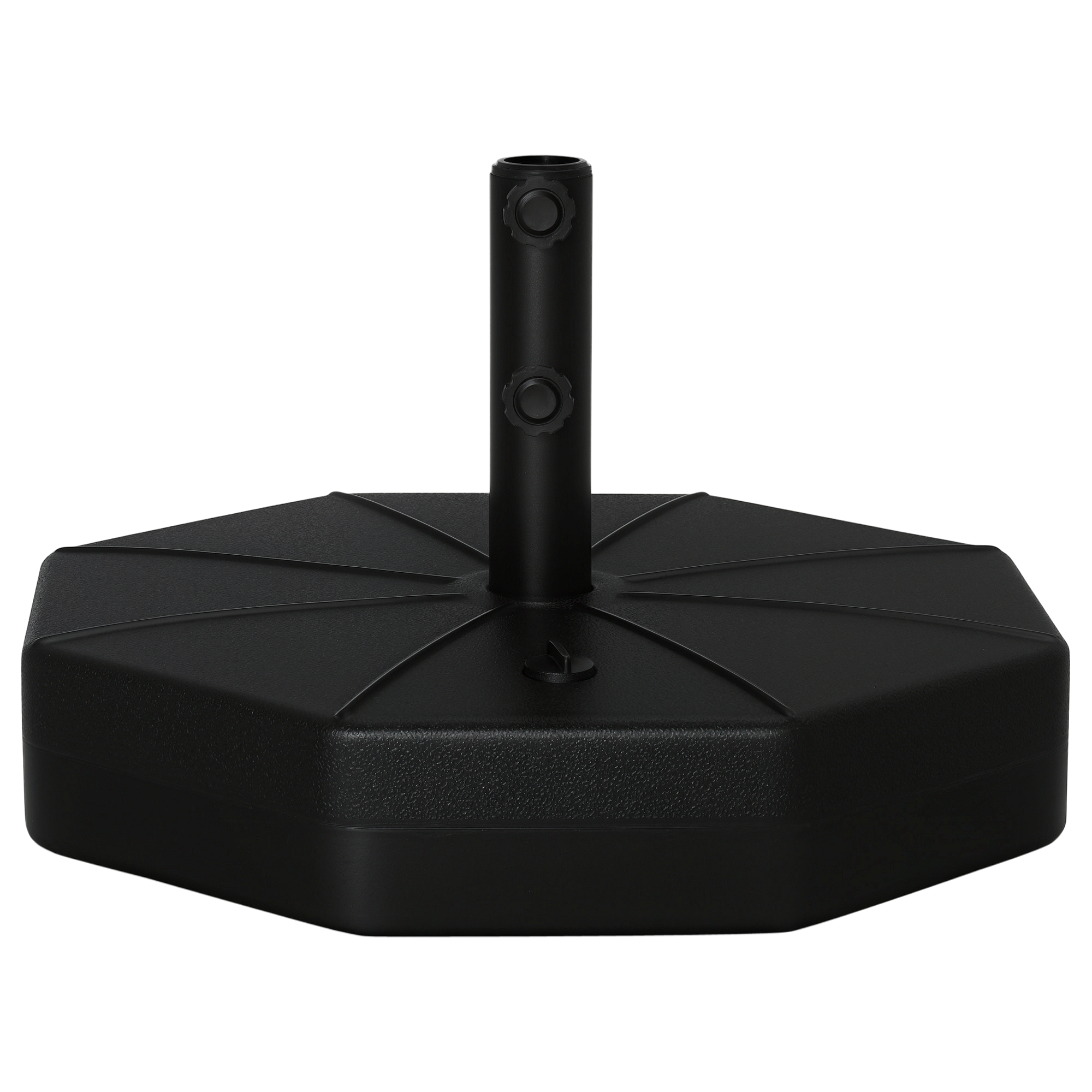 foto del prodotto outsunny base per ombrellone in plastica riempibile con acqua e sabbia 28-40 kg, per pali da 38-48 mm, 60 cm, nero