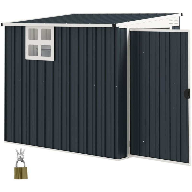 foto del prodotto outsunny capanno da giardino in acciaio 1.2x1.9 m con porta bloccabile grigio