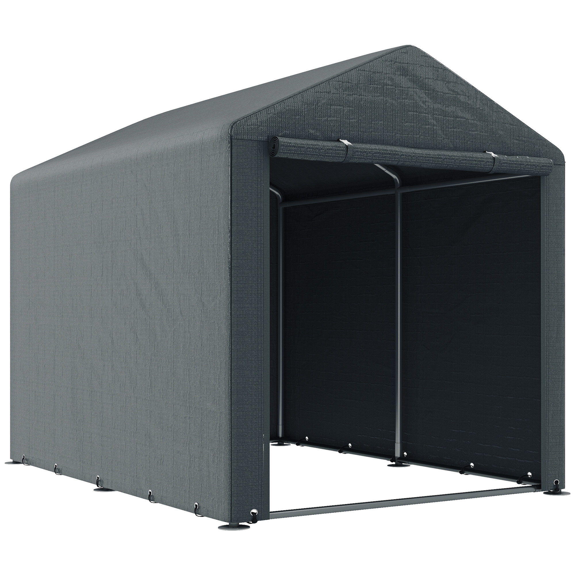 foto del prodotto outsunny capanno porta attrezzi e tenda garage per bici e moto con copertura anti-uv, 1.6x2m, grigio scuro aosom italy