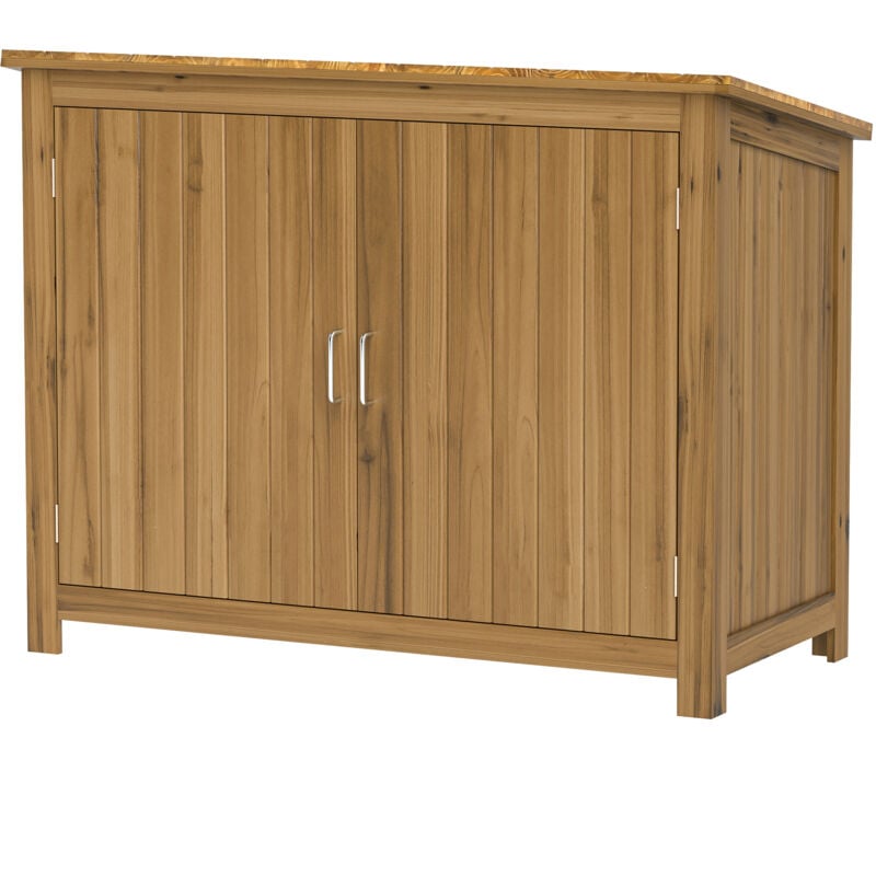 foto del prodotto outsunny capanno porta attrezzi in legno con 2 porte e 2 ripiani 110x50x85 cm