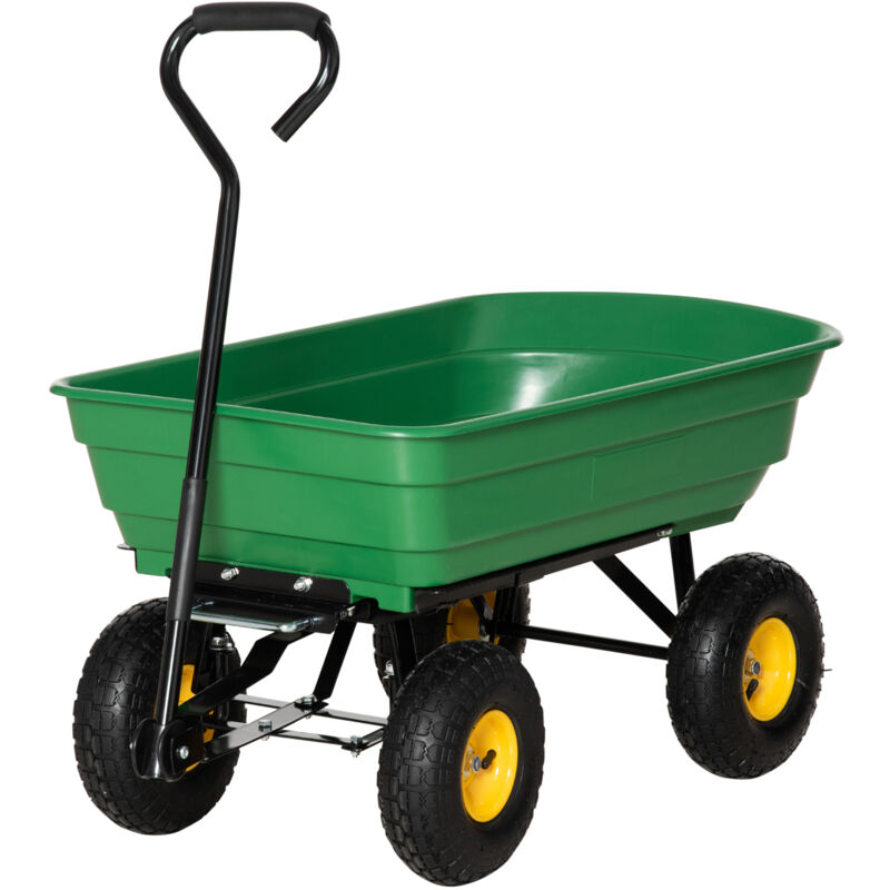 foto del prodotto outsunny carrello da giardino 75l in acciaio e pp con vasca ribaltabile