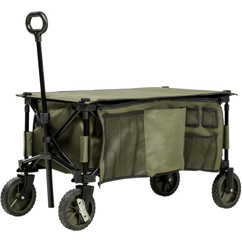 foto del prodotto outsunny carrello porta attrezzi da esterni 125l in tessuto oxford acciaio verde