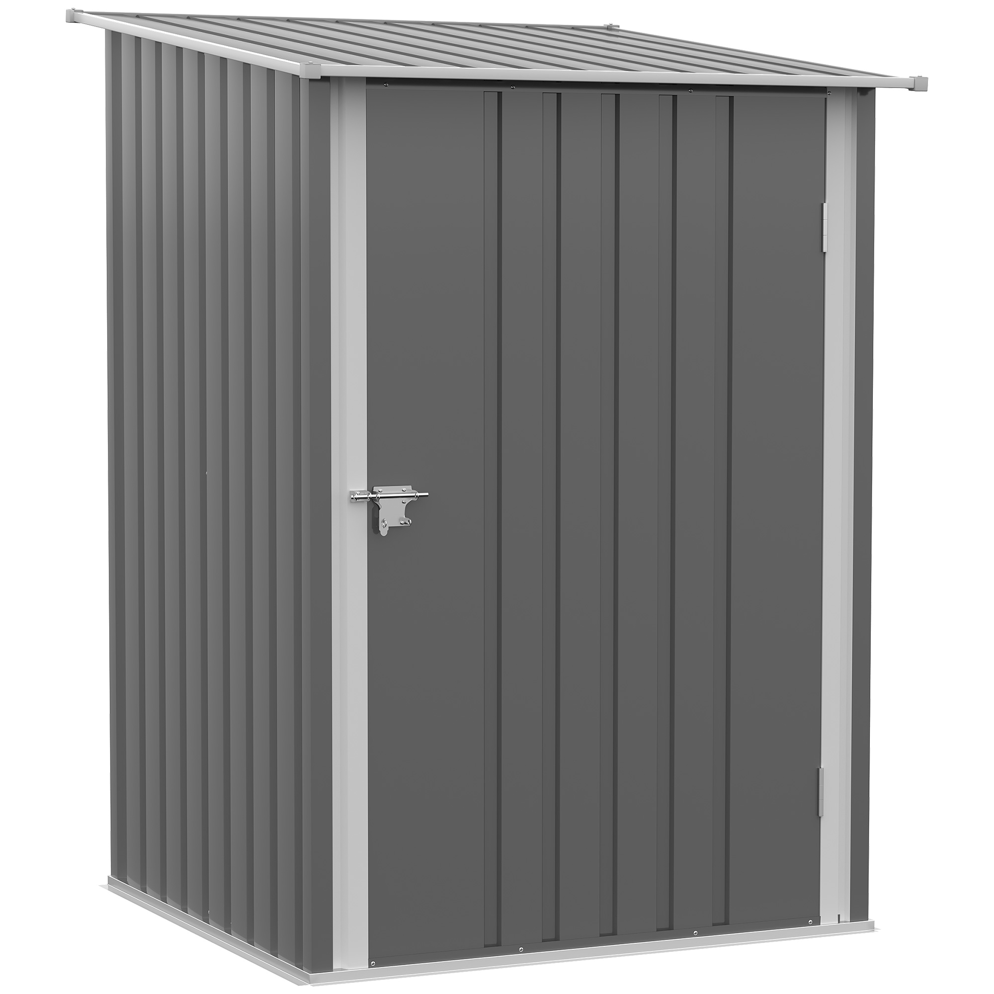 foto del prodotto outsunny casetta attrezzi giardino in acciaio galvanizzato con serratura e tetto inclinato, capanno da giardino, 100x103x160cm, grigio aosom italy