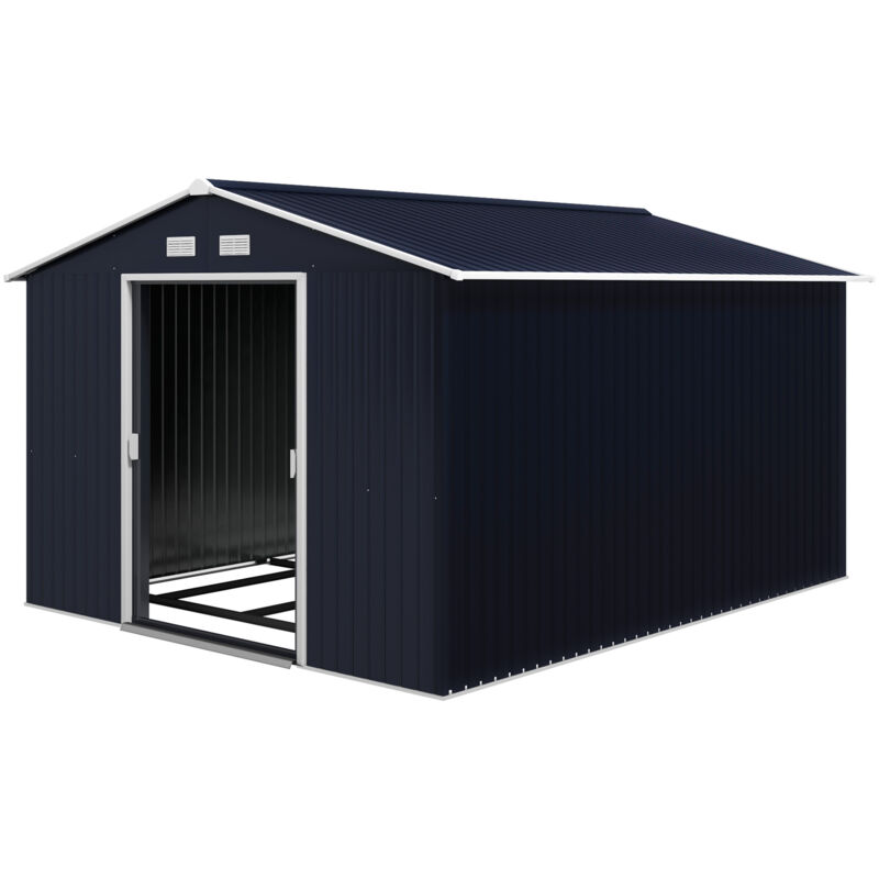 foto del prodotto outsunny casetta da giardino con 2 porte e 4 prese d aria grigio scuro